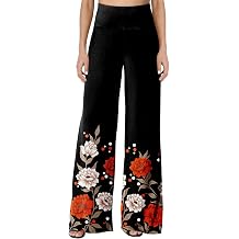 JZC Womens Palazzo Lounge Pants Stretchy Wide Leg Casual Pants Comfy High Waist Flowy Pants S-3XL