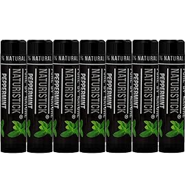 7-Pack Premium Beeswax Lip Balm by Naturistick | Chemical-Free, 100% Natural Chapstick for Dry, Chapped Lips | Made with Coconut Oil, Shea Butter, Aloe Vera | Black Peppermint Scent | Made in the USA
