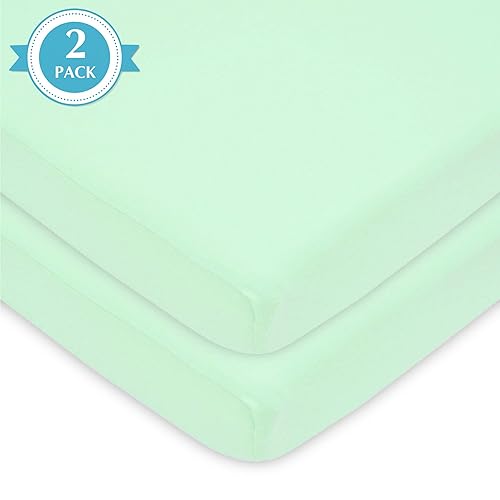 Miniatura 5 de American Baby Company Sábana bajera ajustable de punto jersey de algodón 100% natural, para cuna, color menta, suave y transpirable, para niños y