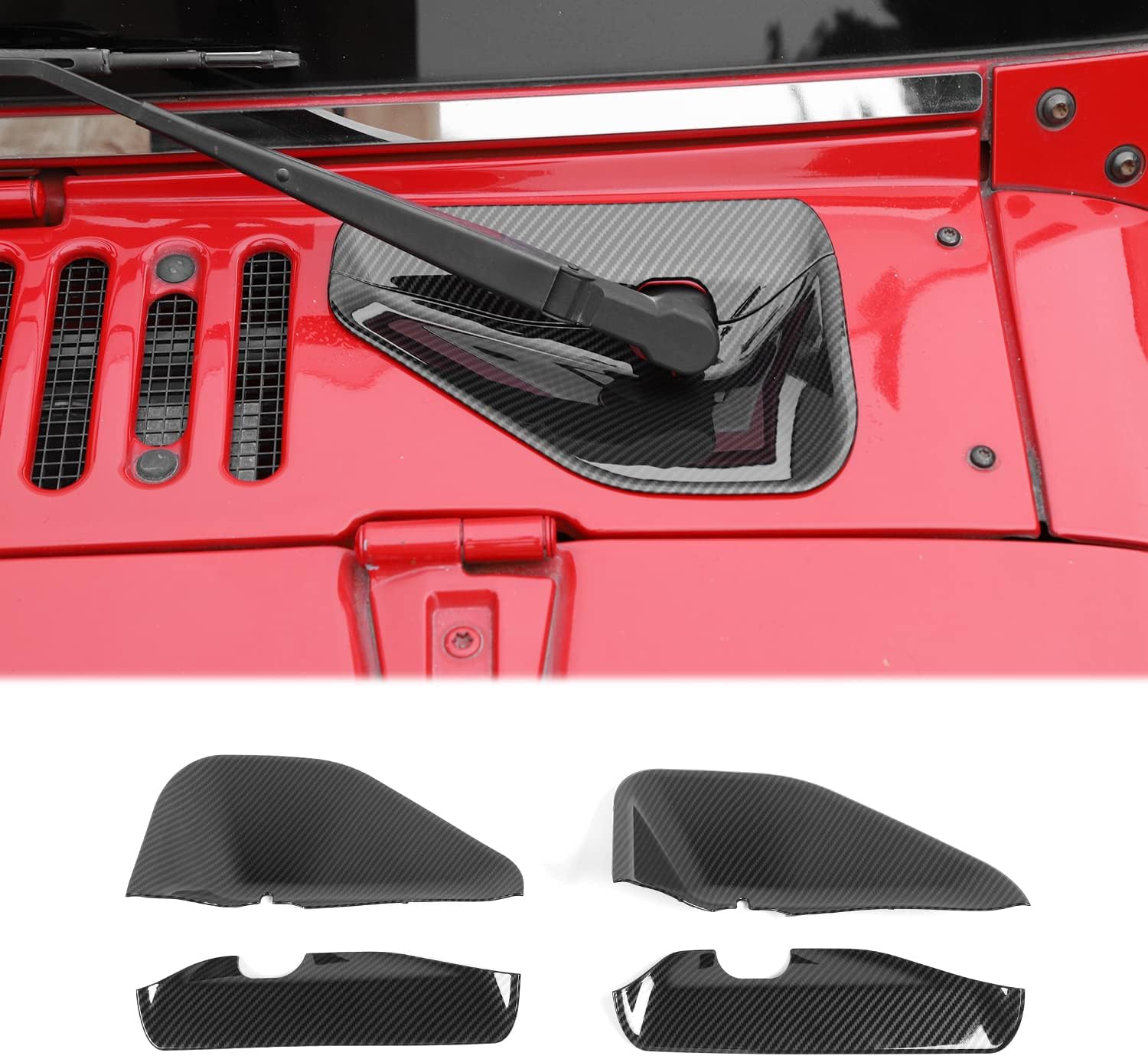JWWY Front Windshield Wiper Base Cover Trim Compatible with 2007-2017 Jeep Wrangler JK Unlimited Exterior Accessories Carbon Fiber
