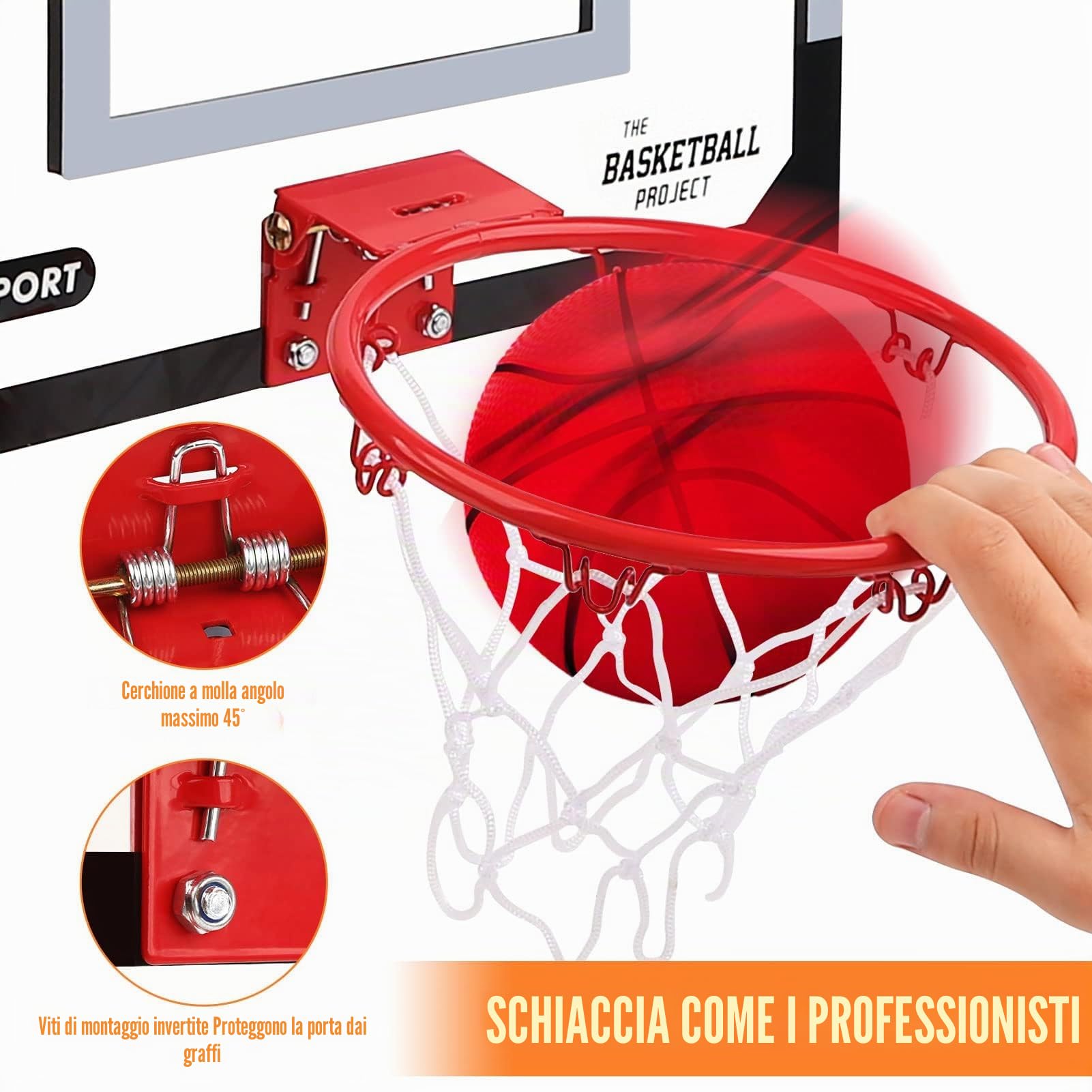 Dreamon Mini Canestro Basket Kit da Camera Bambini，Tabellone Basket Interno Giocattoli Sportivi per Bambino