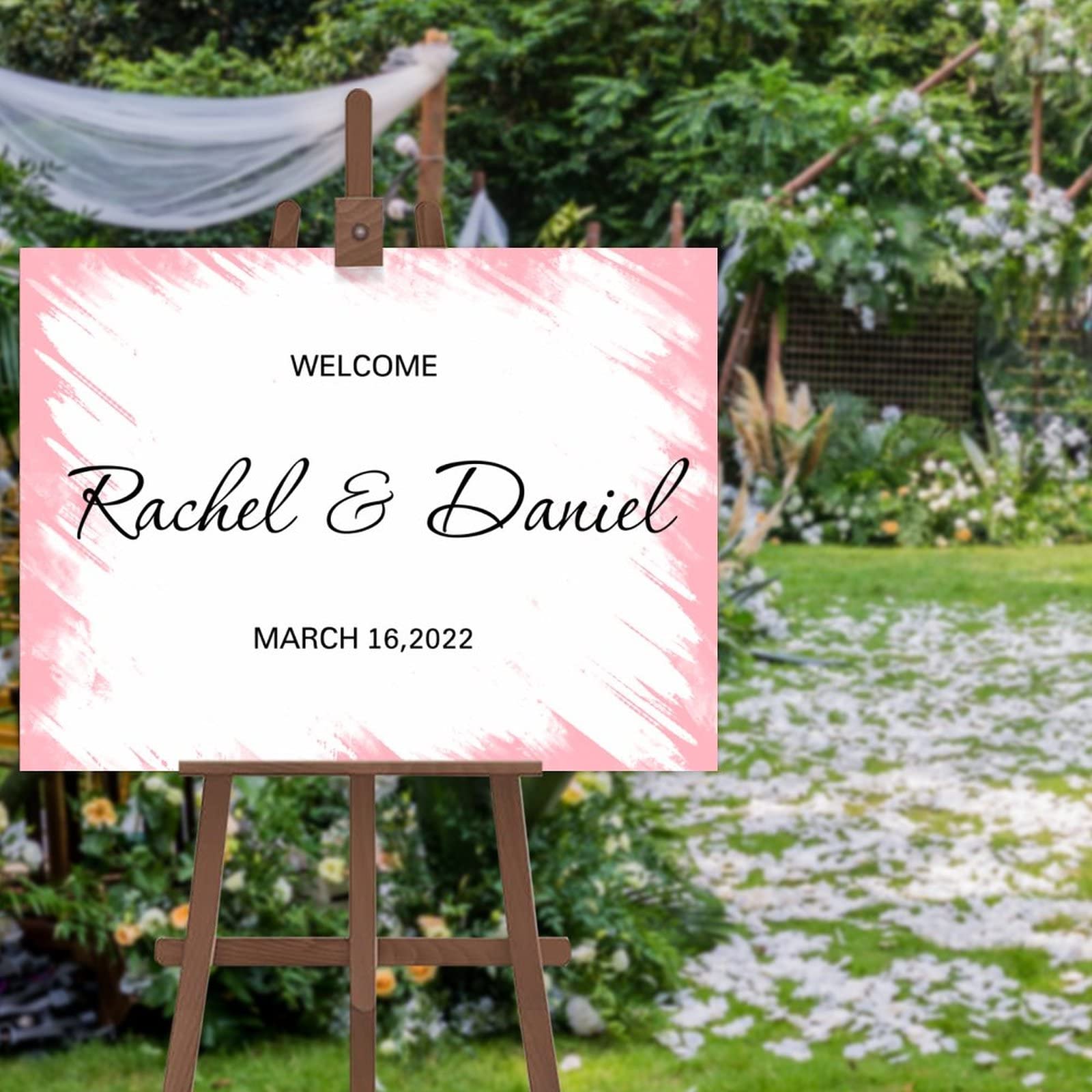 Panneau de bienvenue mariage personnalisé en bois rustique de forêt