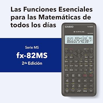 Casio FX-82MS-2-S-MH 240 Function Scientific Calculator with 2 Line Display, Black, Med
