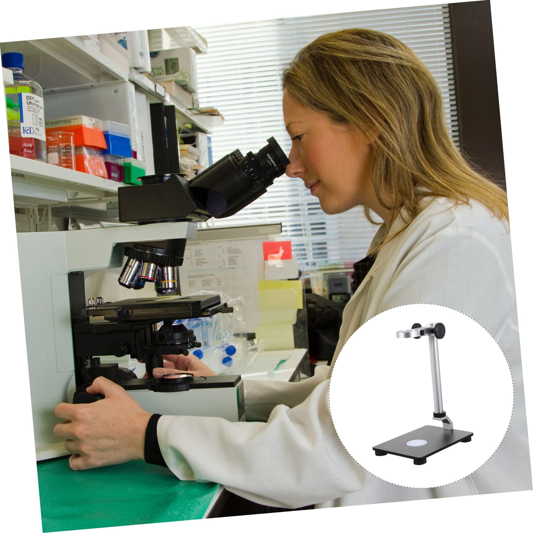 jojofuny 1pc Microscope Stand with Industrial Camera Bracket Adjustable Base Stand for Dissecting Microscope