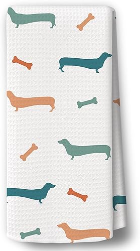 Miniatura 34 de Chinoiserie - Juego de 2 toallas de cocina para perros, toallas de cocina retro con perro salchicha salchicha, toallas de cocina para perros azules