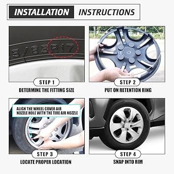 Wheel Covers 17 Inch Hubcaps Fit for 2019-2025 Toyota RAV4 | R17 Hub Caps Wheel Rims Cover Replacement Snap-On Car, Set of 4, ABS & PC Material, Lacquer