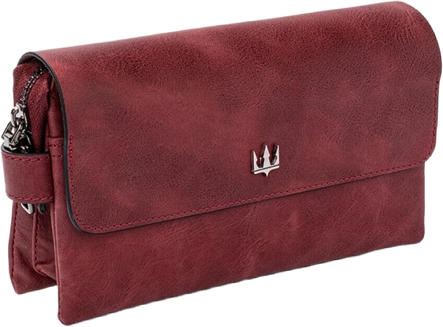 Master Genuine Leather Personalized Wallet for Women - Customizable with Name - Burgundy Color - Magnetic Closure, Interior Zip Pockets, Rear Strap - Medium Size 9.6 x 4.7 inches - refined Gift Idea -