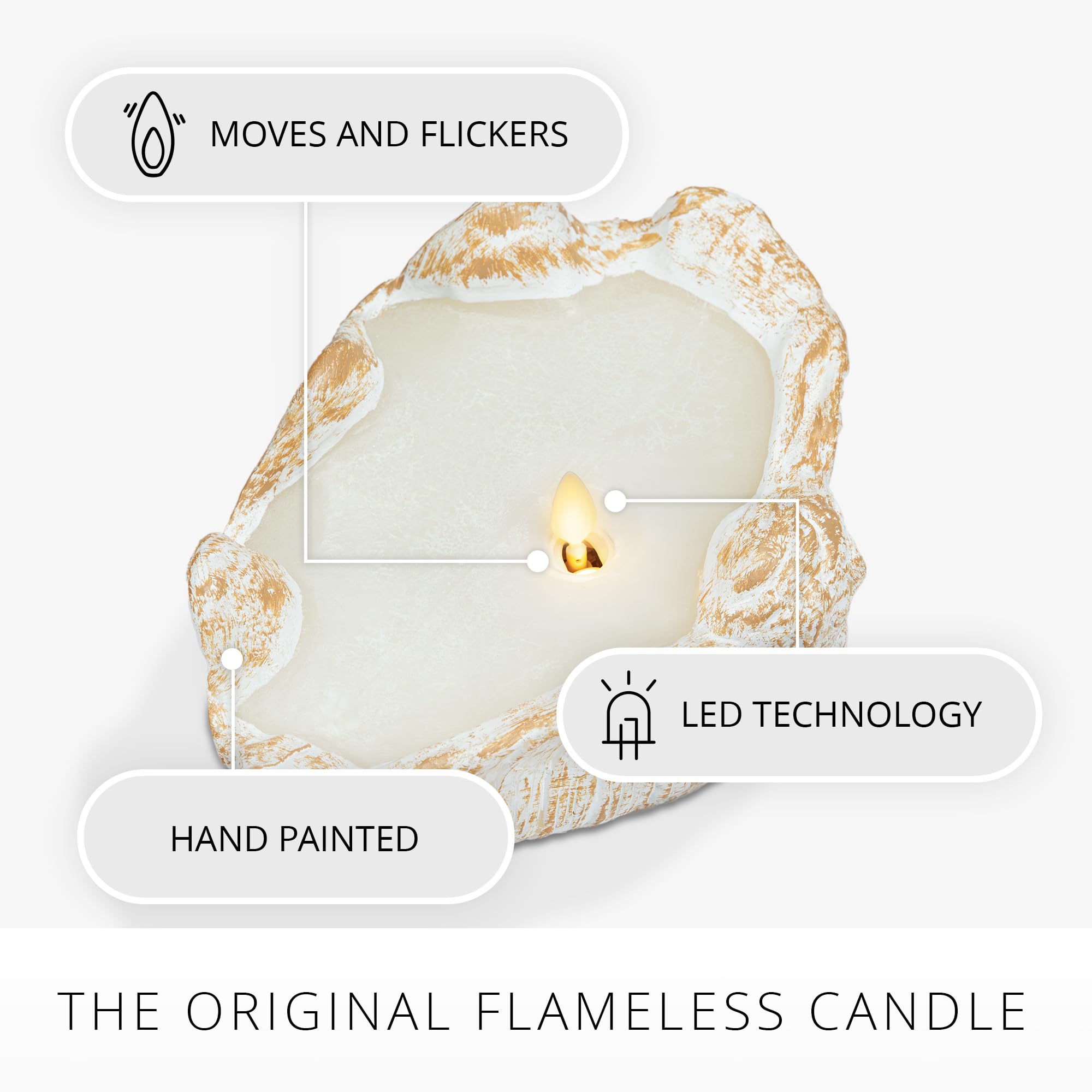 Luminara - Bianco senza fiamma candela Clamshell - 18,8 cm x 9,7 cm