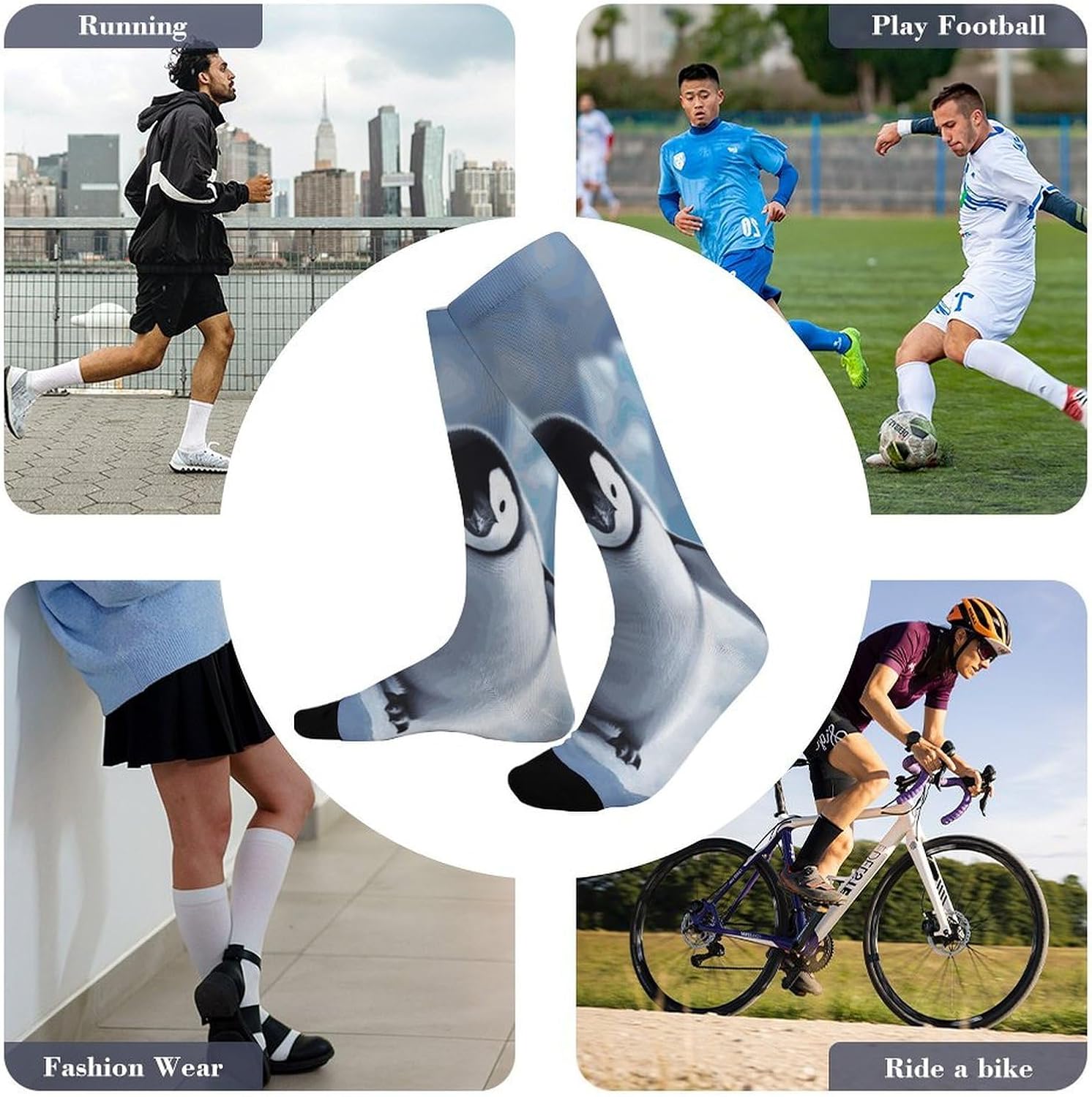 Knee High Socks Penguins Long Tube Boot Seamless Toe