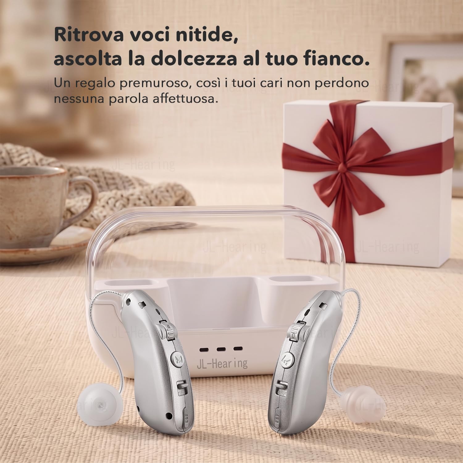 Dispositivo, Cancellazione Intelligente del Rumore, Quasi Invisibile, Display a LED Custodia di Ricarica.