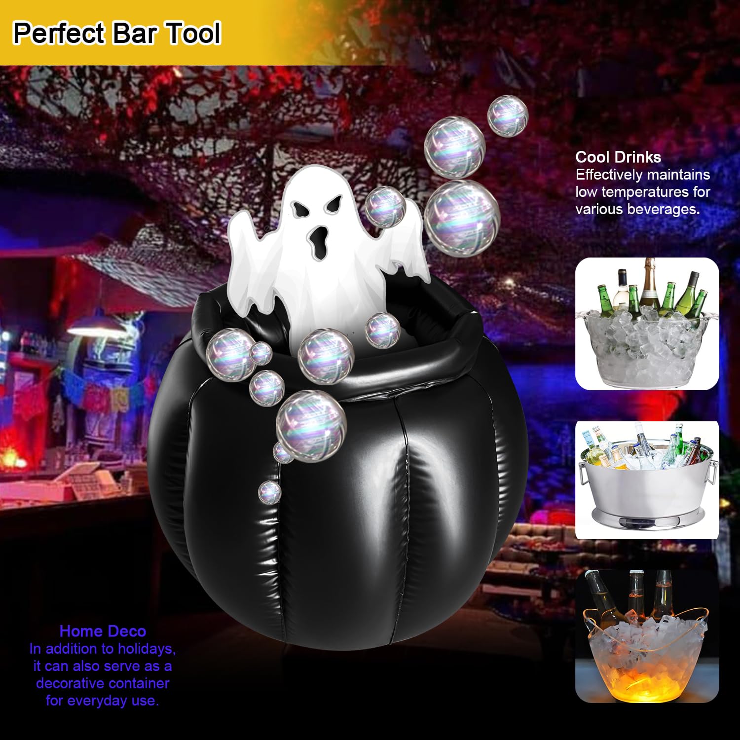 Cubitera Hinchable Grande para Halloween, Iideal para Fiestas, Viajes y Enfriar Bebidas Barril portátil para Reuniones al Aire Libre y Decoración