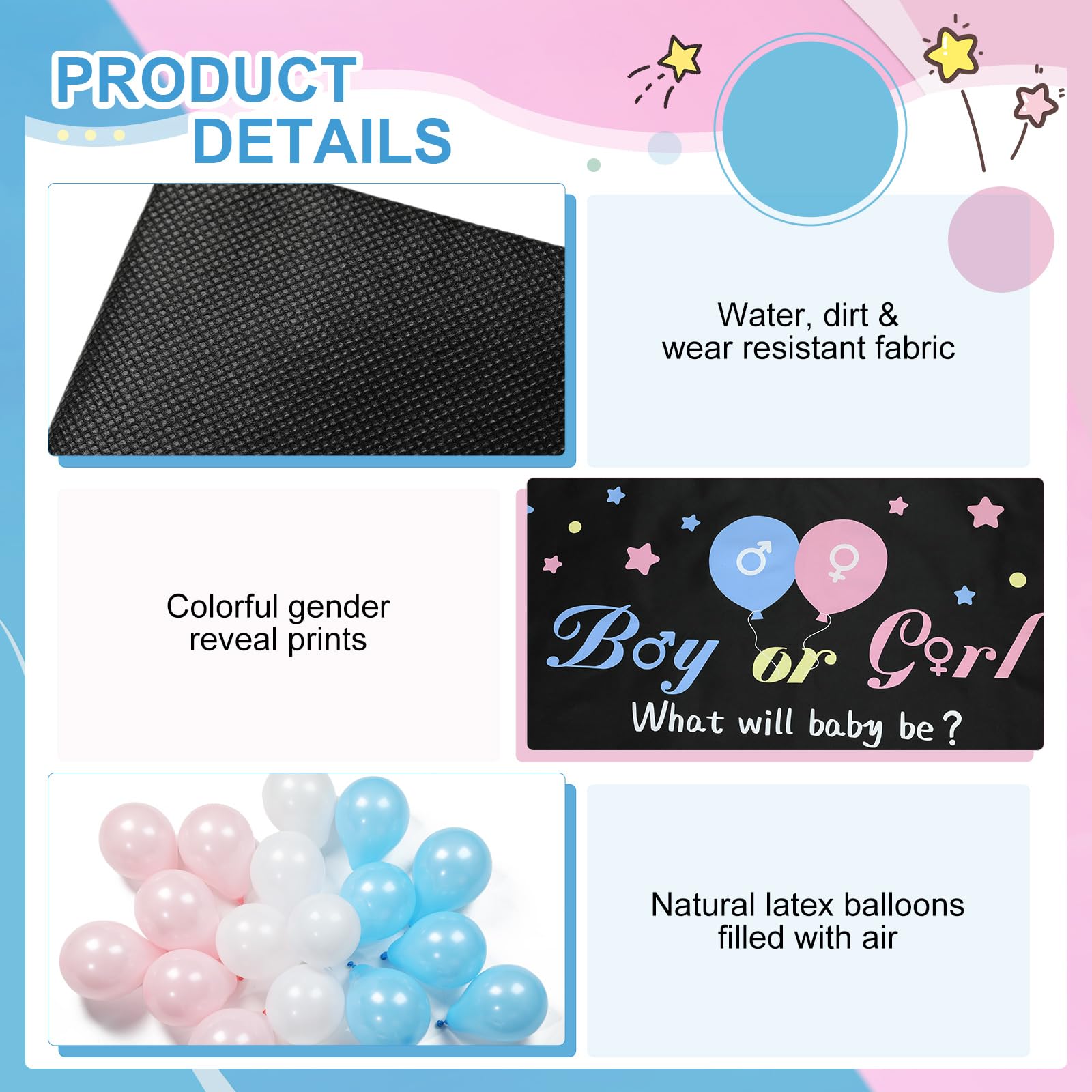 BLOOWIN Gender Reveal Giochi - Kit Baby Shower Con Borsa per Palloncini Party Boy or Girl - Balloon Drop Bag