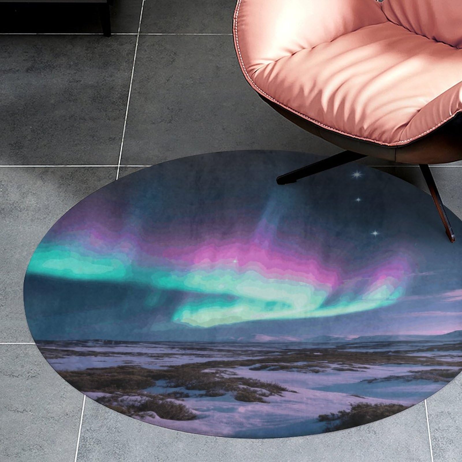 Tapis rond Aurora en velours de corail avec finition antidérapante haut de gamme