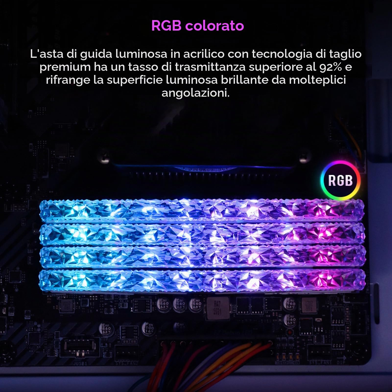 RGB DDR5 32GB Kit 2x16GB 6400MHz PC5-51200U CL32-39-39-80 Modulo di Memoria Desktop Ram con XMP3.0, Supporto EXPO (stile 1)