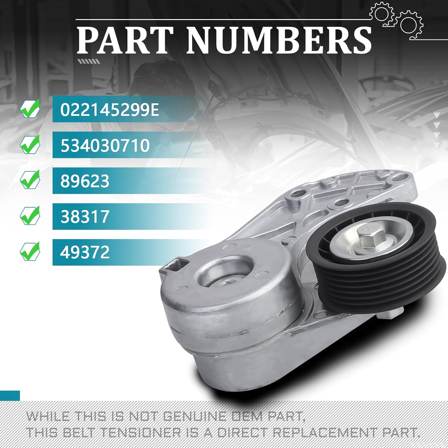 IRONTEK 022145299E Belt Tensioner Pulley Assembly Fit for Audi 2007 Q7, for Porsche 2004-2016 Cayenne, for Volkswagen 2004-2016 Touareg #38317 999164 89623
