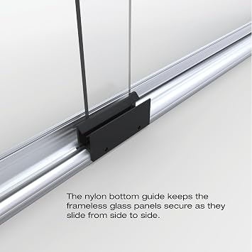 Basco Infinity Semi-Frameless Sliding Shower Door, Fits 56-60 W Opening, AquaGlideXP Clear Glass, Brushed Nickel Finish