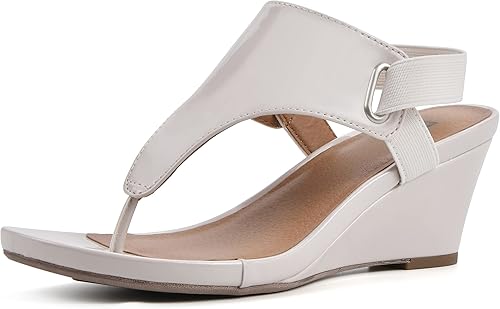 WHITE MOUNTAIN Sandalias de cuña para mujer All Dres Triangle Thong Sling-Back