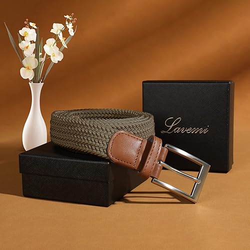 Miniatura 6 de Lavemi Mens Belt, Stretch Elastic Casual Woven Sport Golf Braided Belts for Men,Gift Box