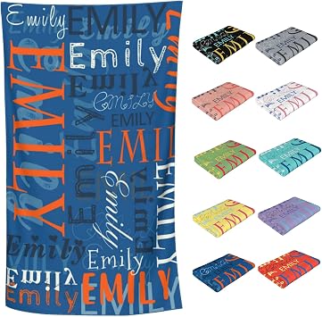 Personalised Name Design Beach Towel, Personalized Signature Design Beach Towels for Adults Kids, Quick Dry Beach Towel, Custom Name Microfiber Bath Towel for Beach, Summer, Pool Party, 31.5''x51.2''