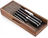 Enoking Knife Drawer Organiser, in Drawer Knife Block with Cork Dividers, Acacia Wood Knife Holder for Drawer, Knife Organiser in Drawer for Store Knives and Kitchen Utensils