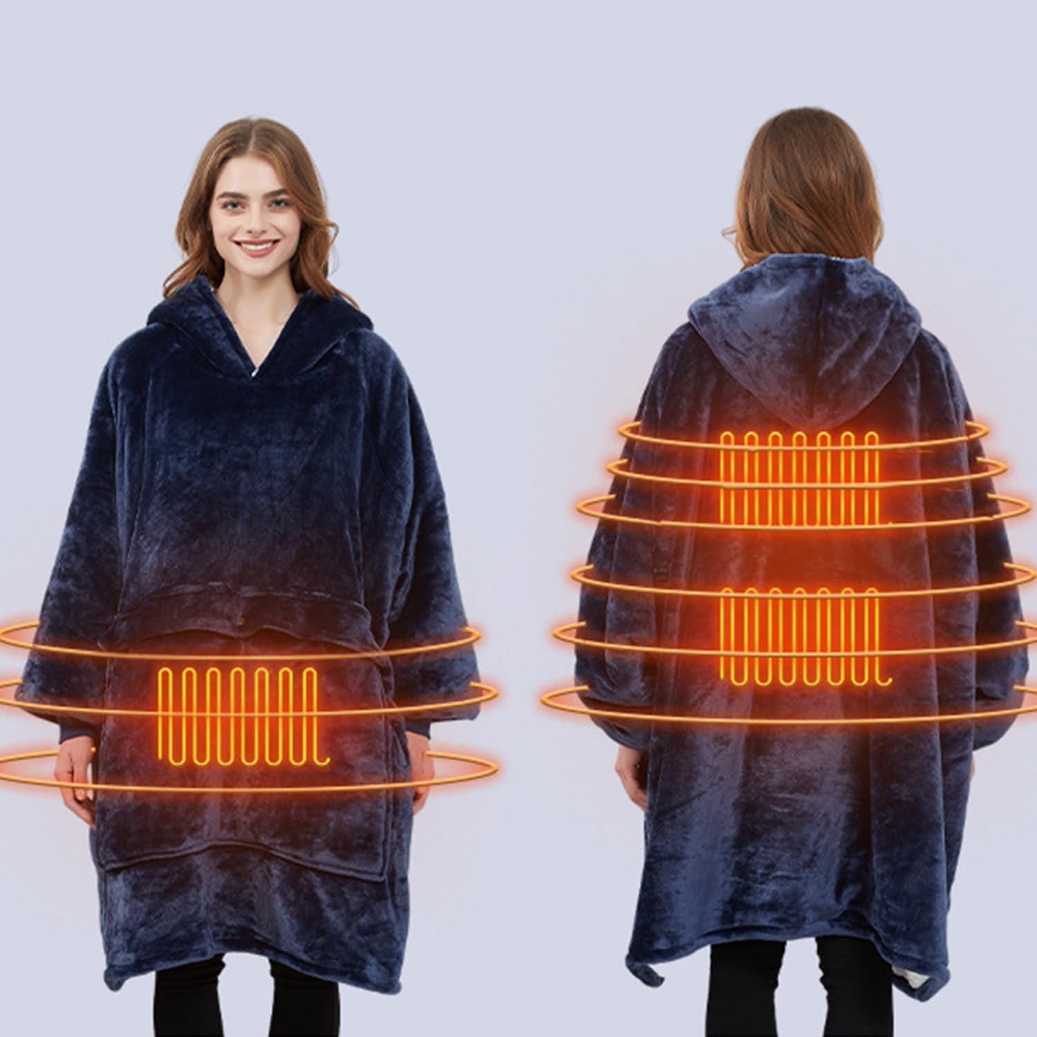 Generico Felpa con Cappuccio Riscaldata Marsupio for Cani, Coperta Riscaldata Indossabile con Cappuccio for Gatti Donne E Uomini, Pullover Oversize Maniche Lunghe