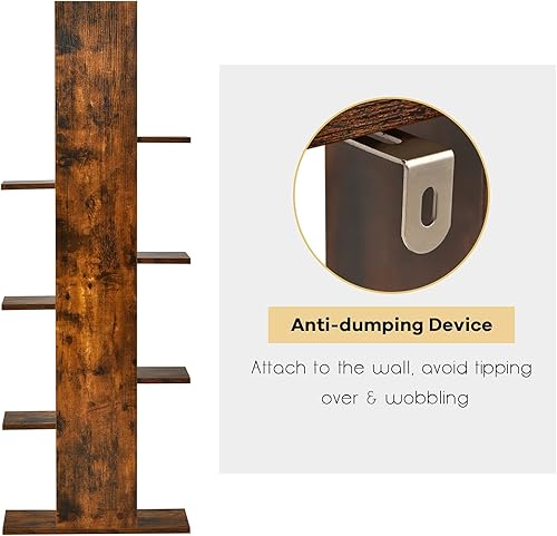 Miniatura 7 de IFANNY - Estantería de 8 estantes, estantería abierta simétrica de madera, organizador de libros artísticos, estante de almacenamiento que ahorra