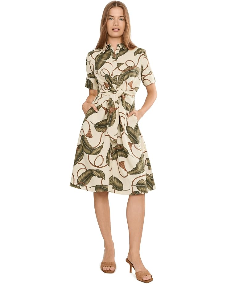 Lauren Ralph Lauren Petite Rope-Print Tie-Front Linen Shirtdress - Main View