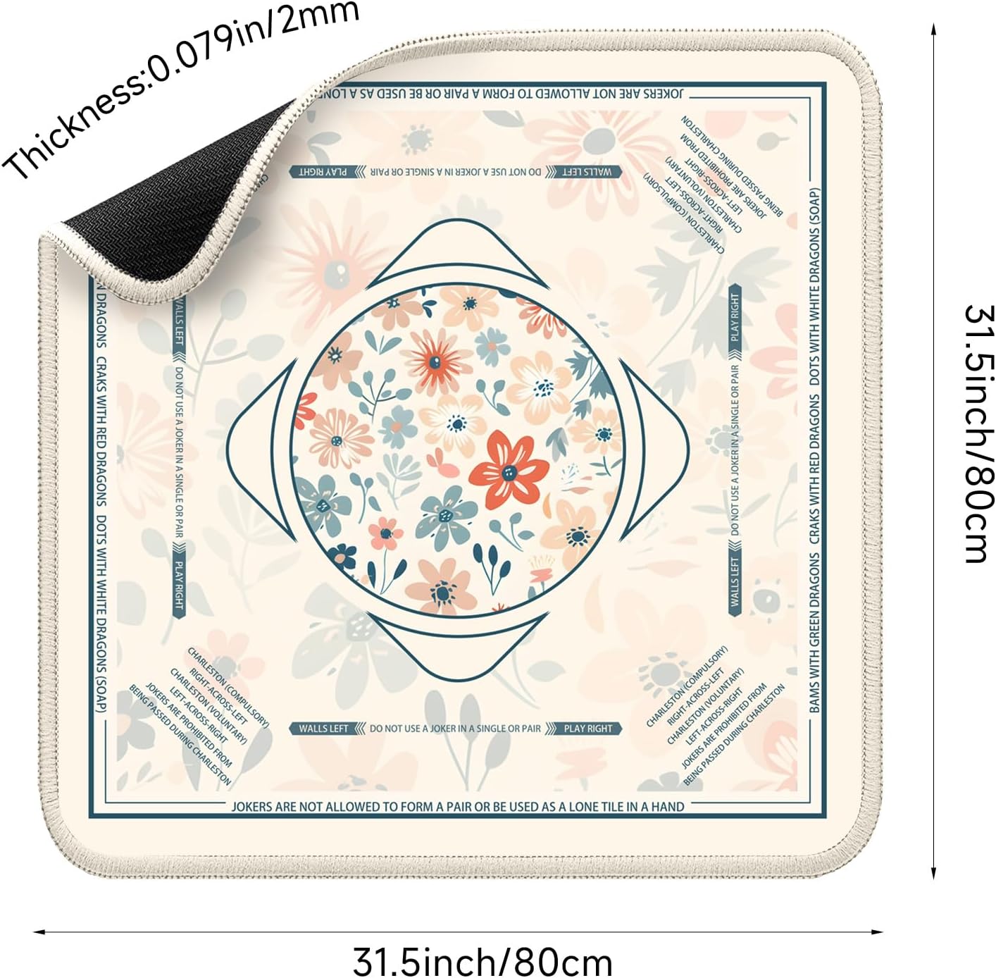 Mahjong Mat for Table Durable Mahjong Table Cover with Unique Design, Premium Mahjong Accessories, Perfect Mahjong Gifts for Women, Game Mat for Mahjong and Board Game Enthusiasts (Morning Bloom)