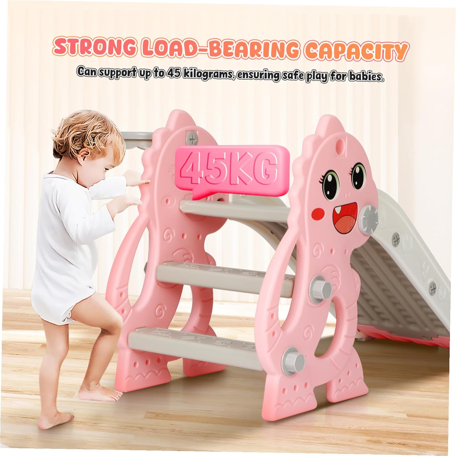 Foldable Indoor Slide for Age Lightweight Playset with Basketball Hoop Colorful Design for Safe Fun Easy Assembly for Home and Outdoor Use