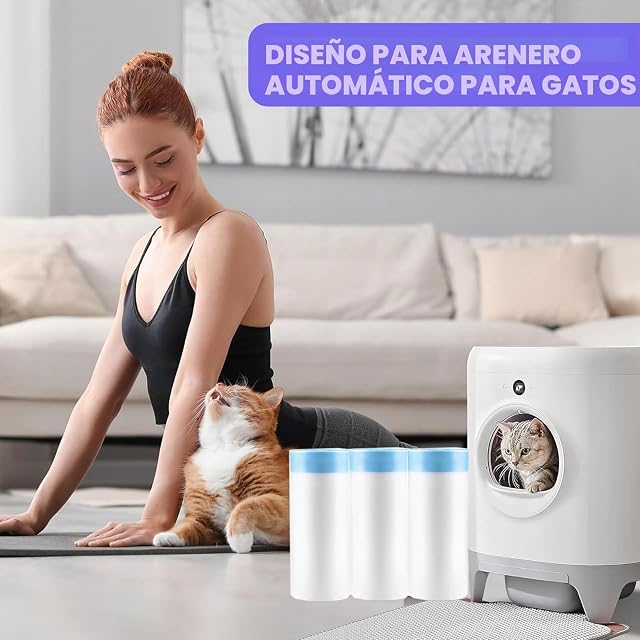 Foto 6 de 7 de Bolsas para Excrementos de Gato para Arenero Autolimpiable: PRITOK 90 Piezas 6 Rollos Bolsas Arenero Gatos