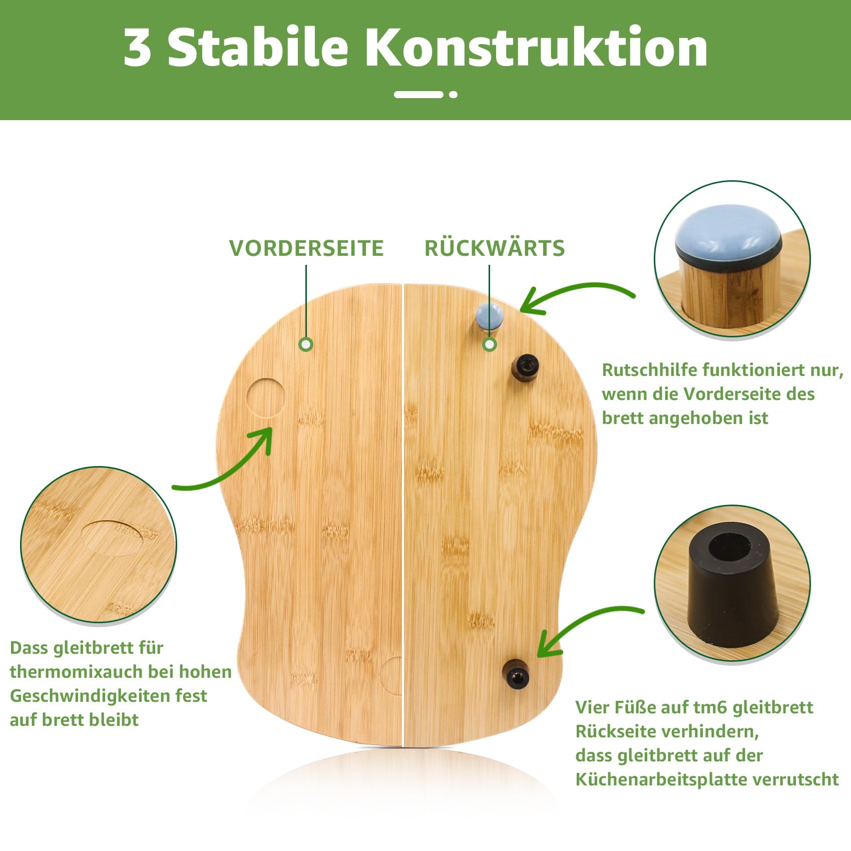 Base Scorrevole Per Thermomix TM5/TM6 - In Bambù Con Rotelle, Maniglia - Foto 6