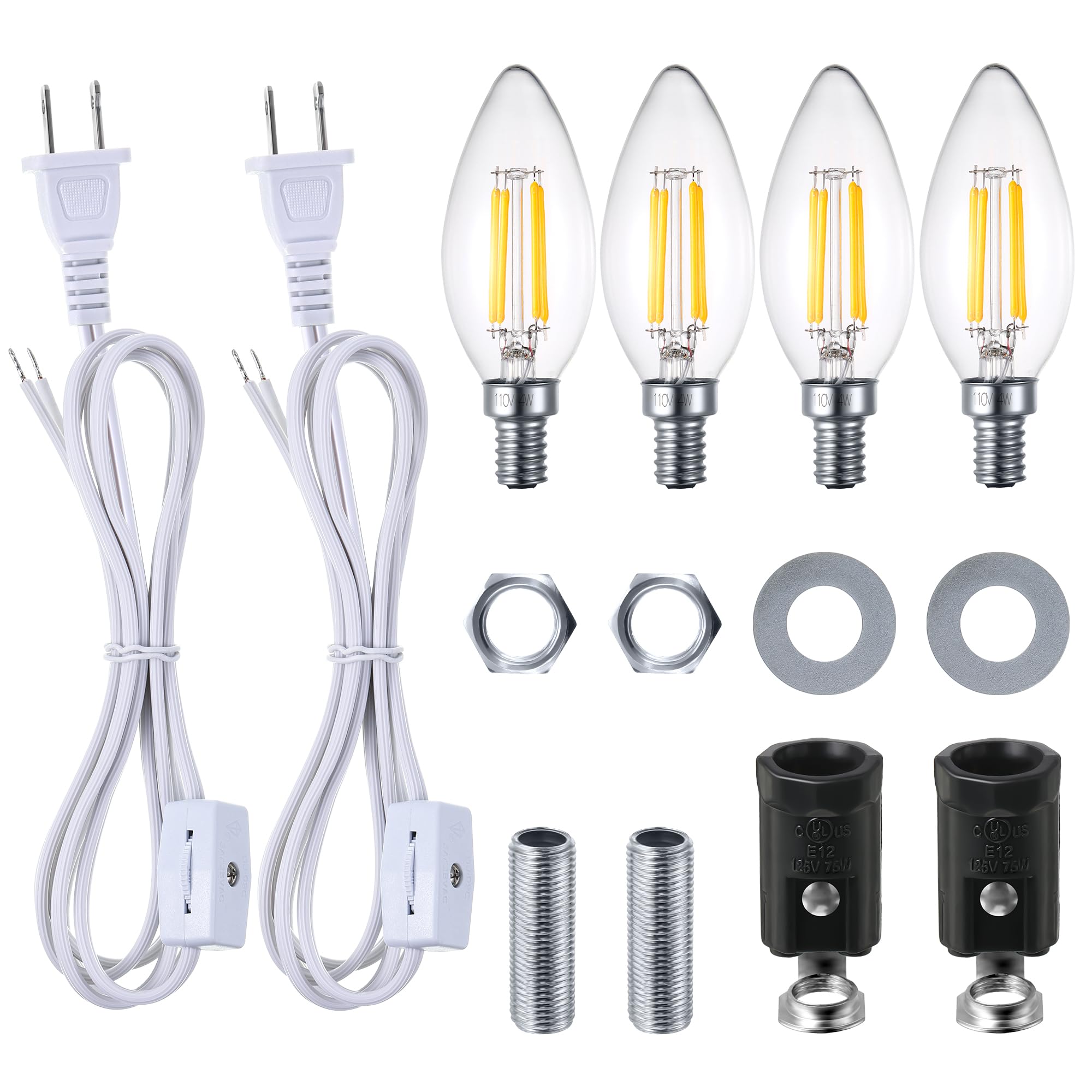 Meonum Christmas Tree Wiring Kit, 4 Pack 4 Watt LED Bulb, 2 Pack