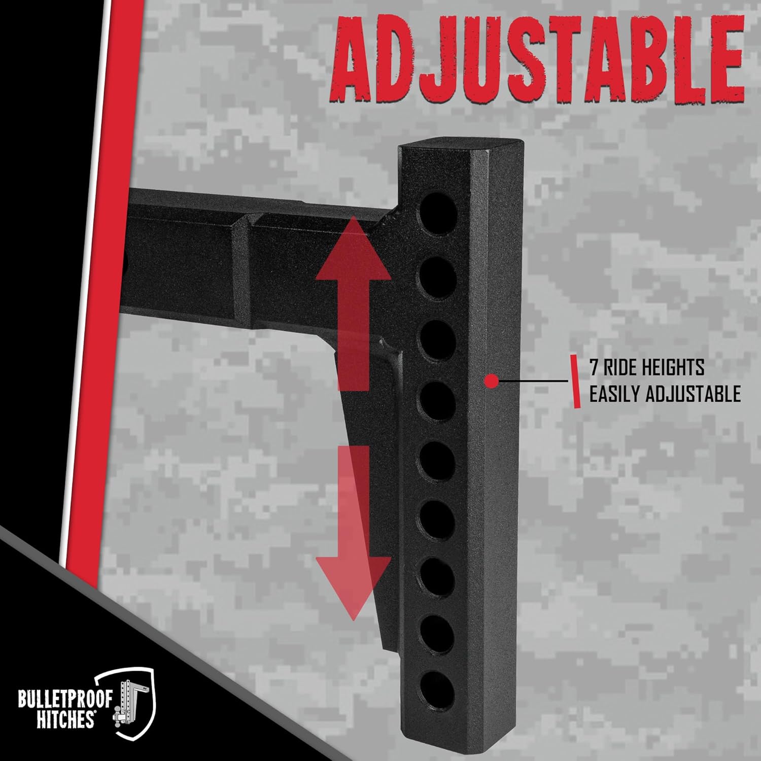 BulletProof Hitches - 2.5" Weight Distribution Shank Rated to 22,000 lbs - Weight Distribution Hitch Shank for 2.5" Receiver - Corrosion-Resistant, Black Powder Coat