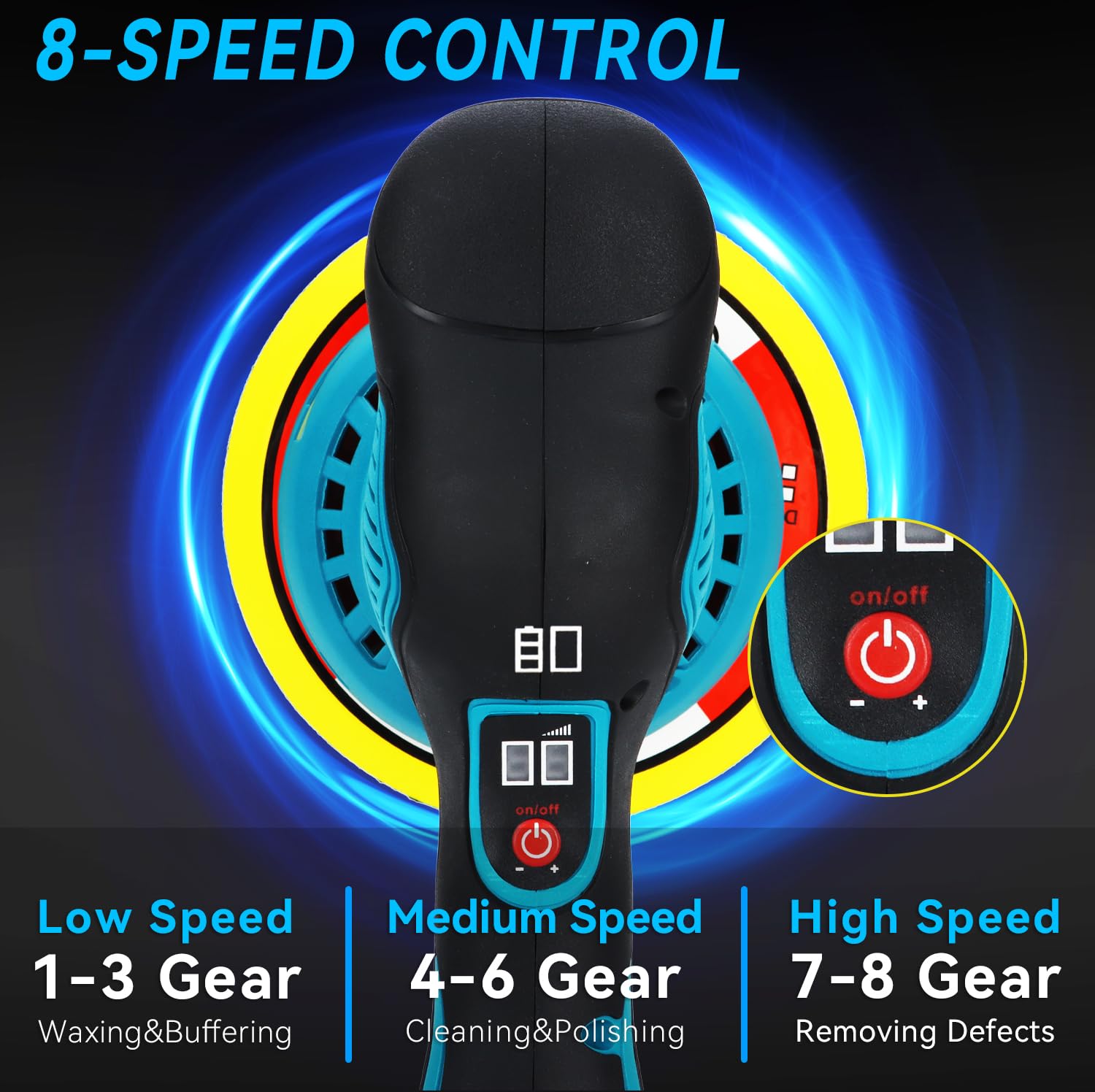 Lucidatrice tampone compatibile con batteria Makita 18 V, tampone orbitale senza fili, tampone orbitale da 15,2 cm, motore brushless per barca, lucidatura e ceratura auto (solo strumento, nessuna