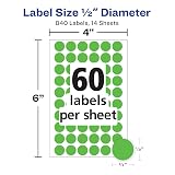 Avery® Color-Coding Removable Labels, 1/2 Inch Round Stickers, Neon Green, Non-Printable, 840 Dot Stickers Total (5052) – view 3
