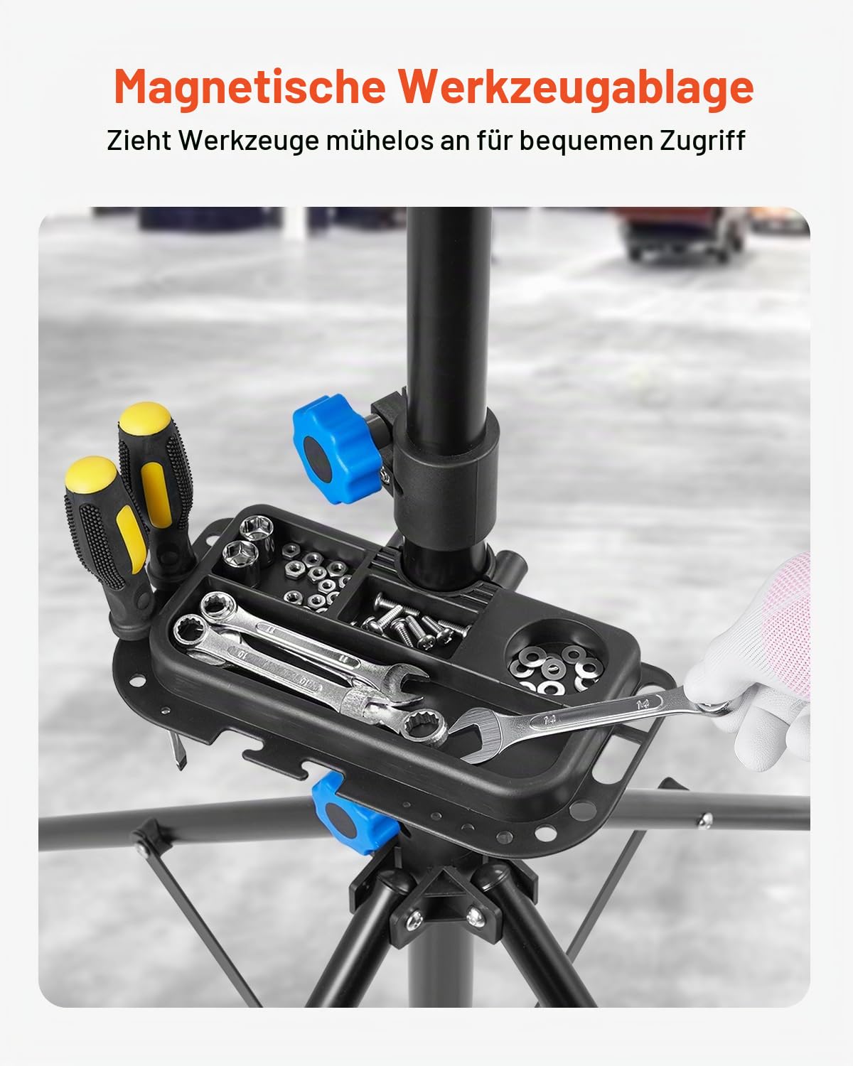 VEVOR Fahrradreparaturständer Fahrradmontageständer (29,9 kg belastbar) mit 835-1440 mm einstellbarer Höhe & magnetischer Werkzeugablage, faltbarer Wartungsständer für Mountainbikes Road Bike