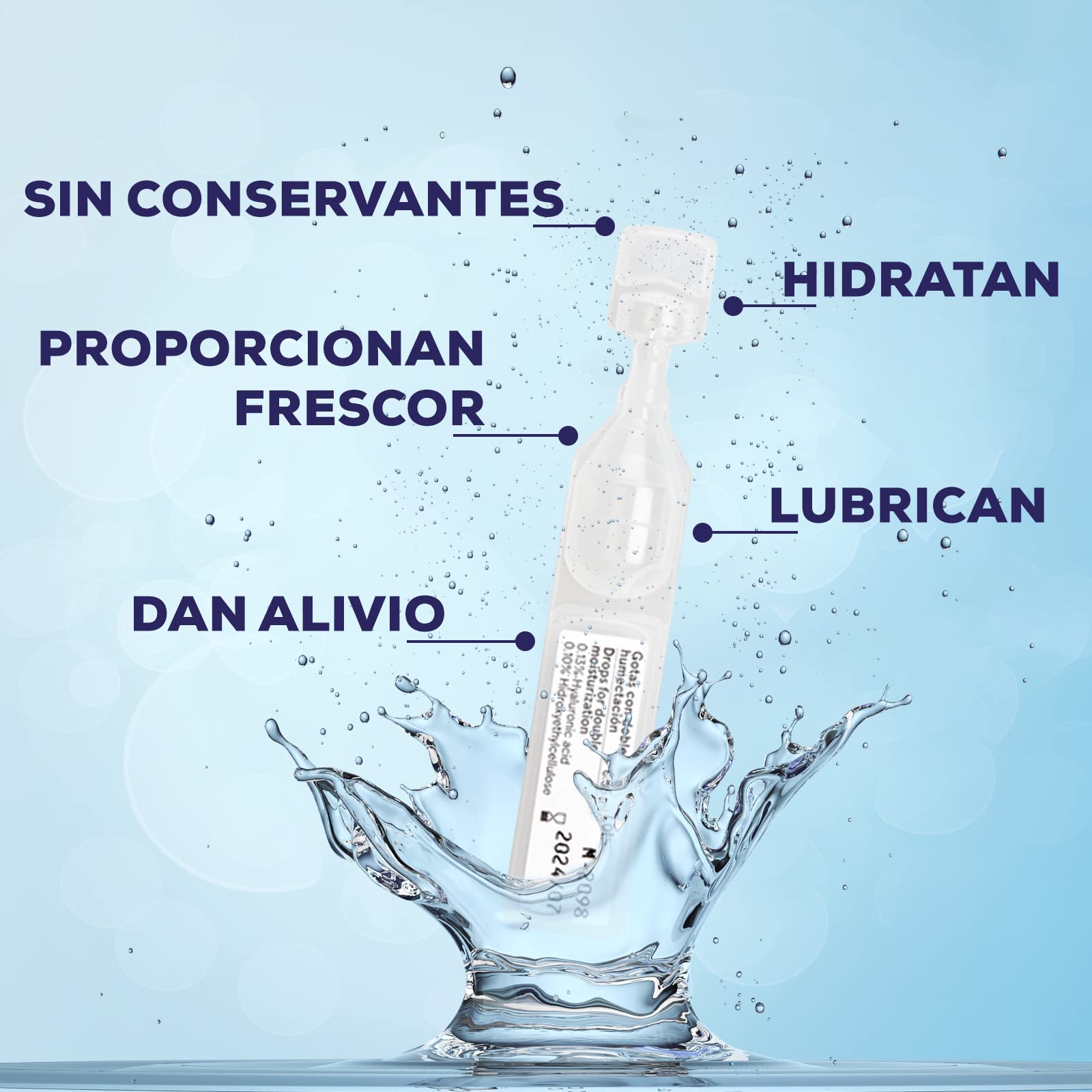 EYE DISCOVER, Gotas Ojos Secos Monodosis con Doble Humectación, Lágrimas Artificiales con Ácido Hialurónico e Hidroxietilcelulosa, Hidratantes, sin Conservantes, 20 Viales Monodosis de 0,35 ml - 4