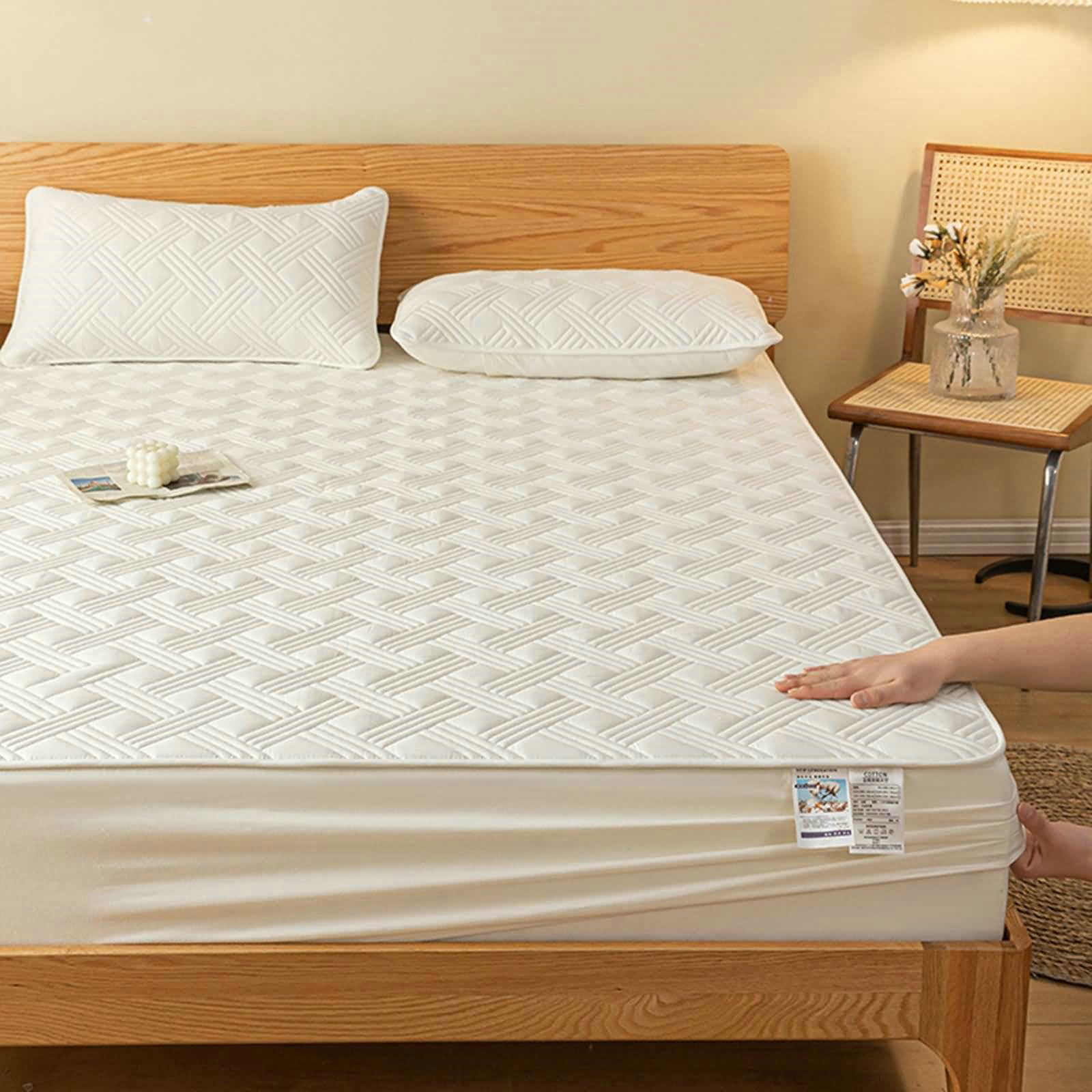 Spannbettlaken 200X120, Baumwolle Spannbetttücher Solid Color Mit Eleganter Textur Bettlaken Milch Weiß