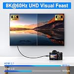 Thsucords 8K Mini HDMI à HDMI câble 1.6FT(0.5M), Souple mince & Mince 48Gbps HDMI à Mini HDMI 2.1 Prise en charge du câble 8K@60HZ 4K@144HZ pour appareil photo, caméscope, tablette et carte vidéo, laptop
