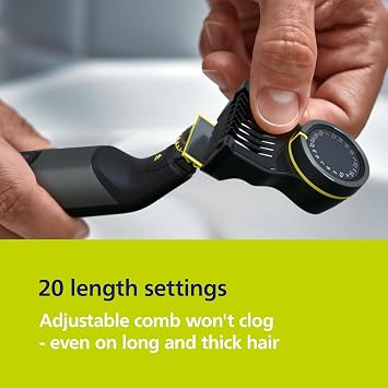 Philips OneBlade Pro 360 Authentic Face & Body Electric Beard Trimmer, Shaver and Bodygroomer, 2X 360 Blades, 1x 20-Length Comb, 1x Body Kit, 1x Soft Pouch, QP6552/30