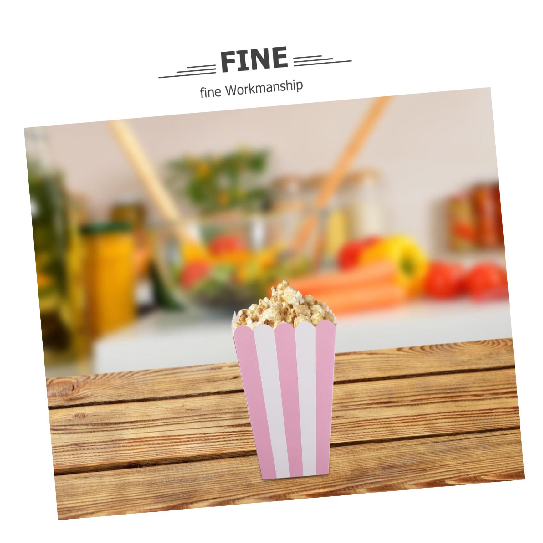 OUNONA 100piezas Cubo de Palomitas de Maíz Rayas Caja de Palomitas de Maíz de Papel Resistente al Aceite Cajas para Noches de Cine Fiestas y Celebraciones de Cumpleaños