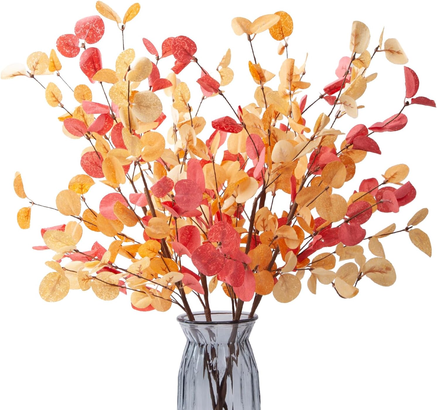 6pcs Eucalyptus Stems Greenery Stems Fake Leaves Artificial Silk Flowers Bouquet Faux Branches Centerpiece Flores Plants for Home Party Decor Wedding Decoration