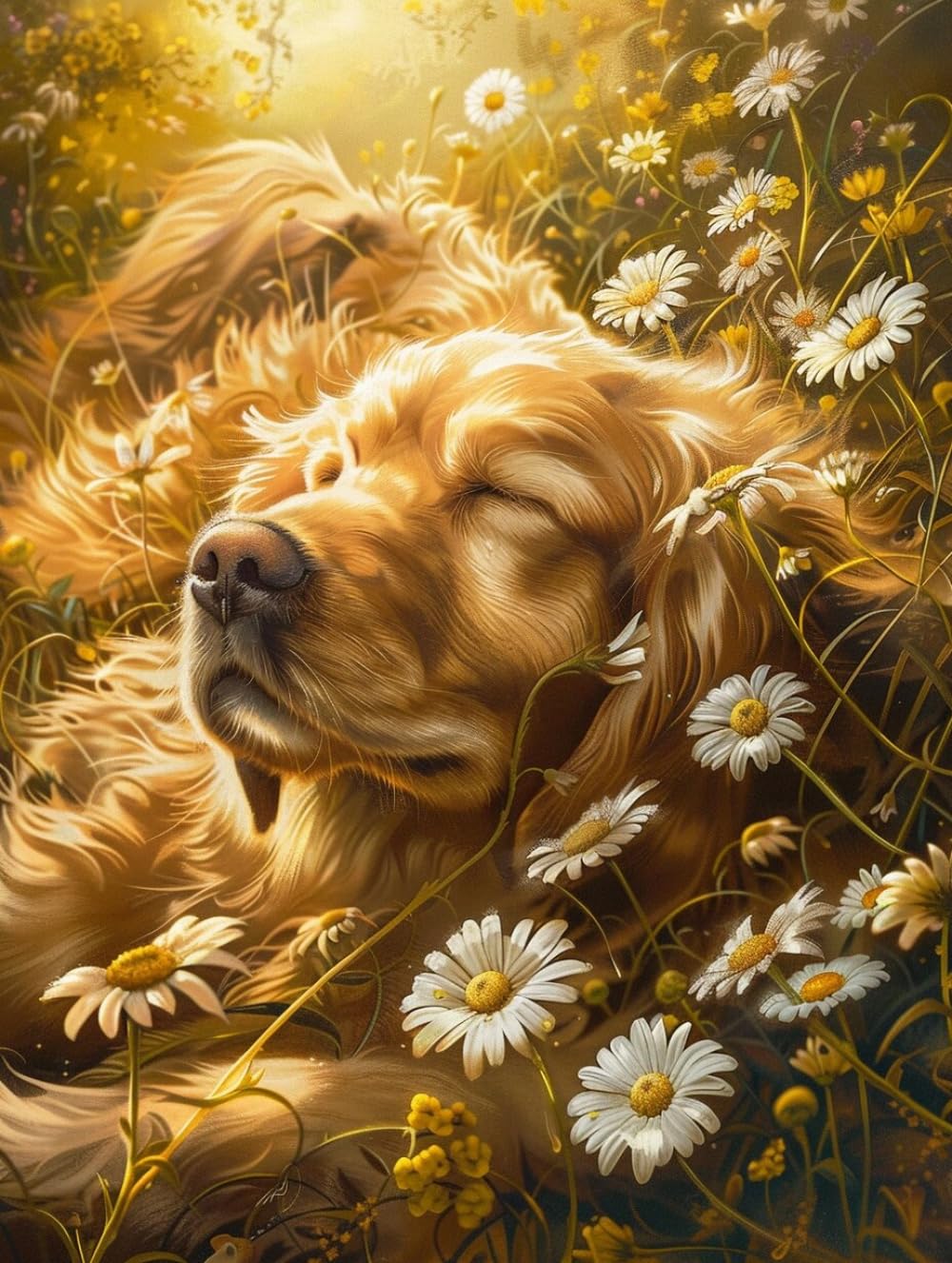 Rkflgew C 14Ct Pre Printed Ross Stitch Kits Golden Retriever Animal Embroidery Kit Dog Portrait Ounted Fabri Cross Stitching Diy Art Needlecrafts Embroidery Kits 30X40cm