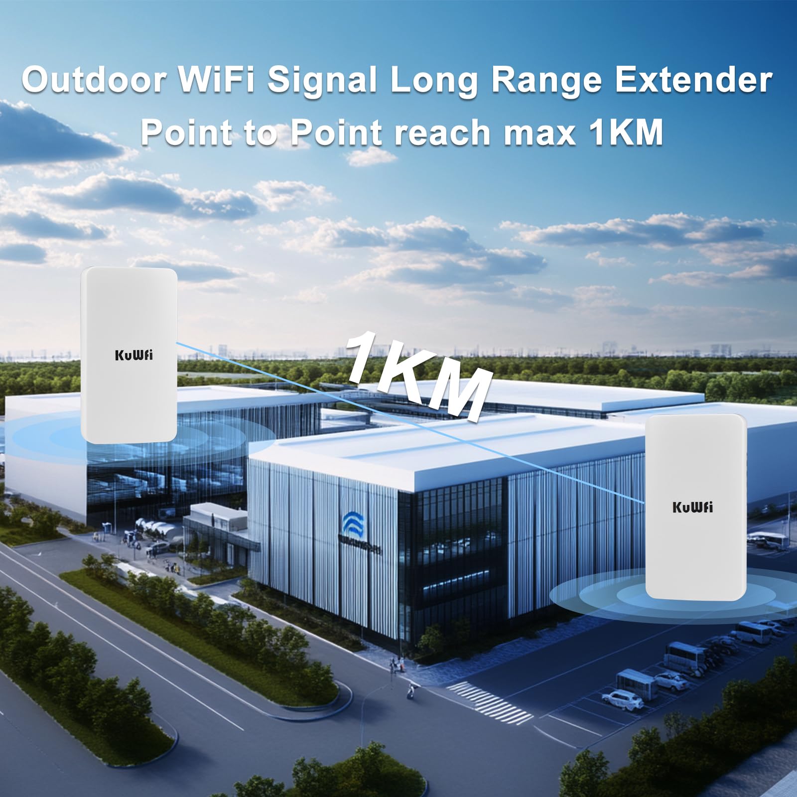 KuWFi Pont WiFi Exterieur, Point d'accès WiFi 300Mbps, AP Pont WiFi