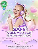 Vista 2 de iClever - Auriculares Bluetooth para niños, con orejas de gato iluminadas, 60H de tiempo de reproducción, carga rápida USB C, volumen seguro