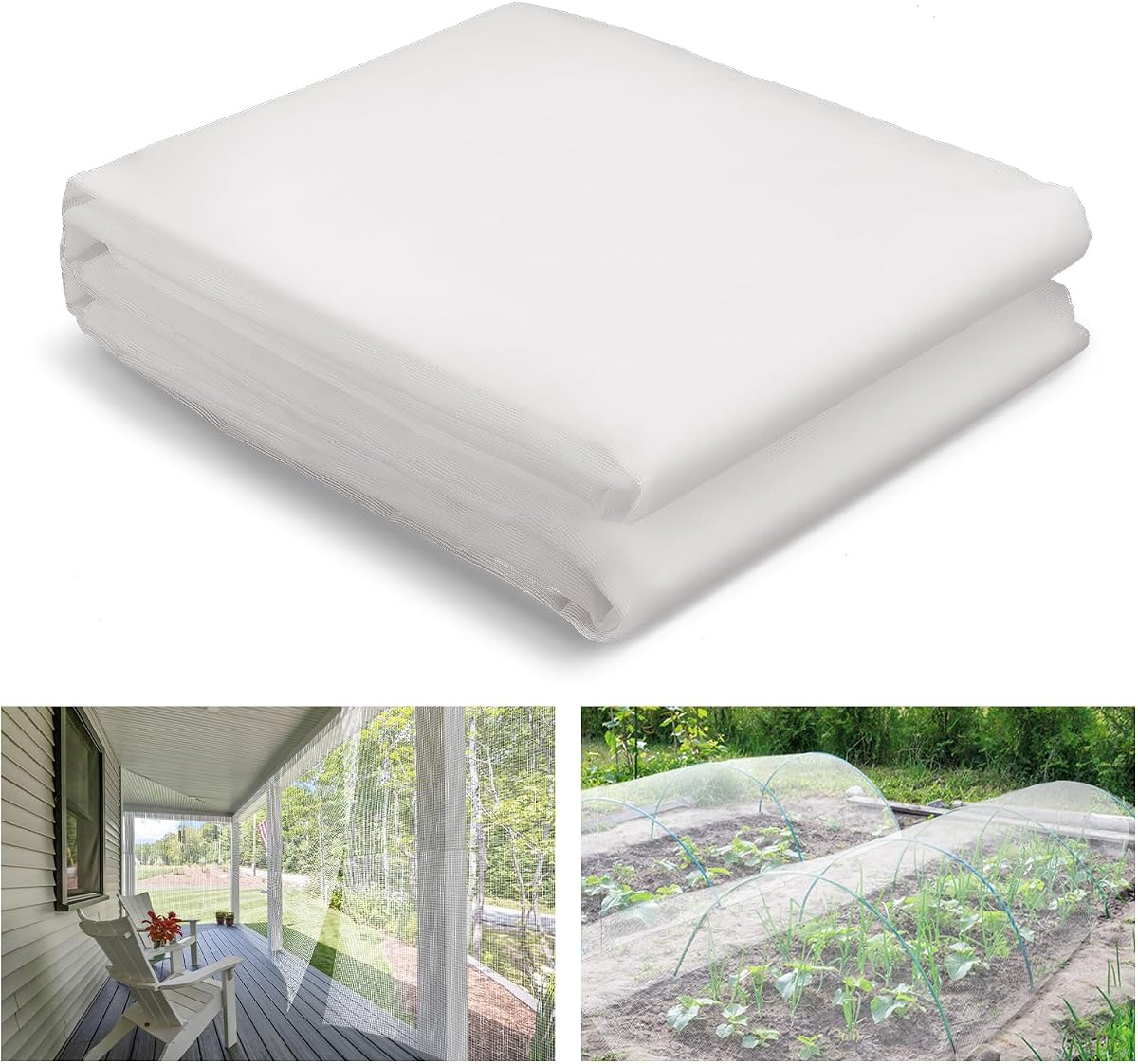 Mosquitera para jardín de nanocompuesto de PP fuerte de 10 x 20 pies, color blanco | Malla ultrafina, resistente a desgarros, barrera contra plagas de insectos y pájaros, protección para Patio/balcón/porche/camas elevadas/árboles