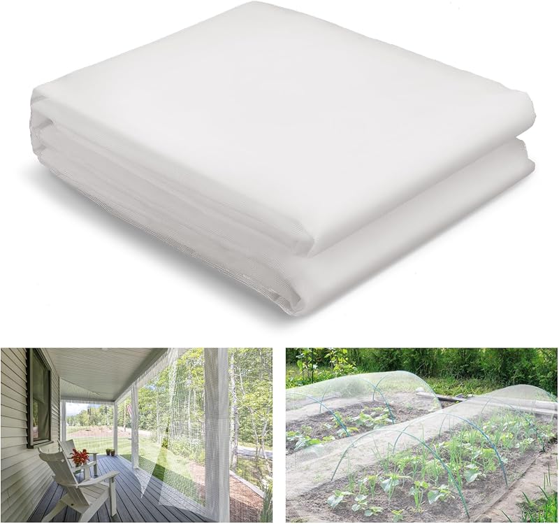 Mosquitera para jardín de nanocompuesto de PP fuerte de 10 x 20 pies, color blanco | Malla ultrafina, resistente a desgarros, barrera contra plagas de insectos y pájaros, protección para Patio/balcón/porche/camas elevadas/árboles
