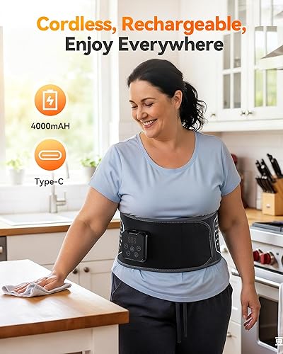 Miniatura 2 de Almohadilla térmica inalámbrica con masajeador para aliviar el dolor de espalda baja, cinturón térmico para la cintura, soporte lumbar con vibración