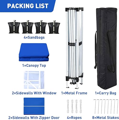 Vista 43 de Tienda de campaña desplegable de 10 x 20 pies con paredes laterales, tienda de campaña resistente al aire libre con 4 bolsas de arena y bolsa