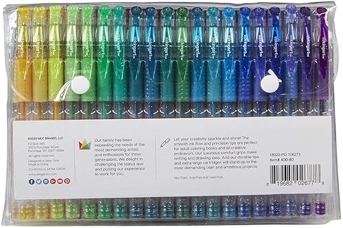Miniatura 3 de KINGART Bolígrafos de gel con purpurina 400-80, 80 colores brillantes con comodidad de agarre suave, cartucho de tinta XL, para colorear, garabatos,